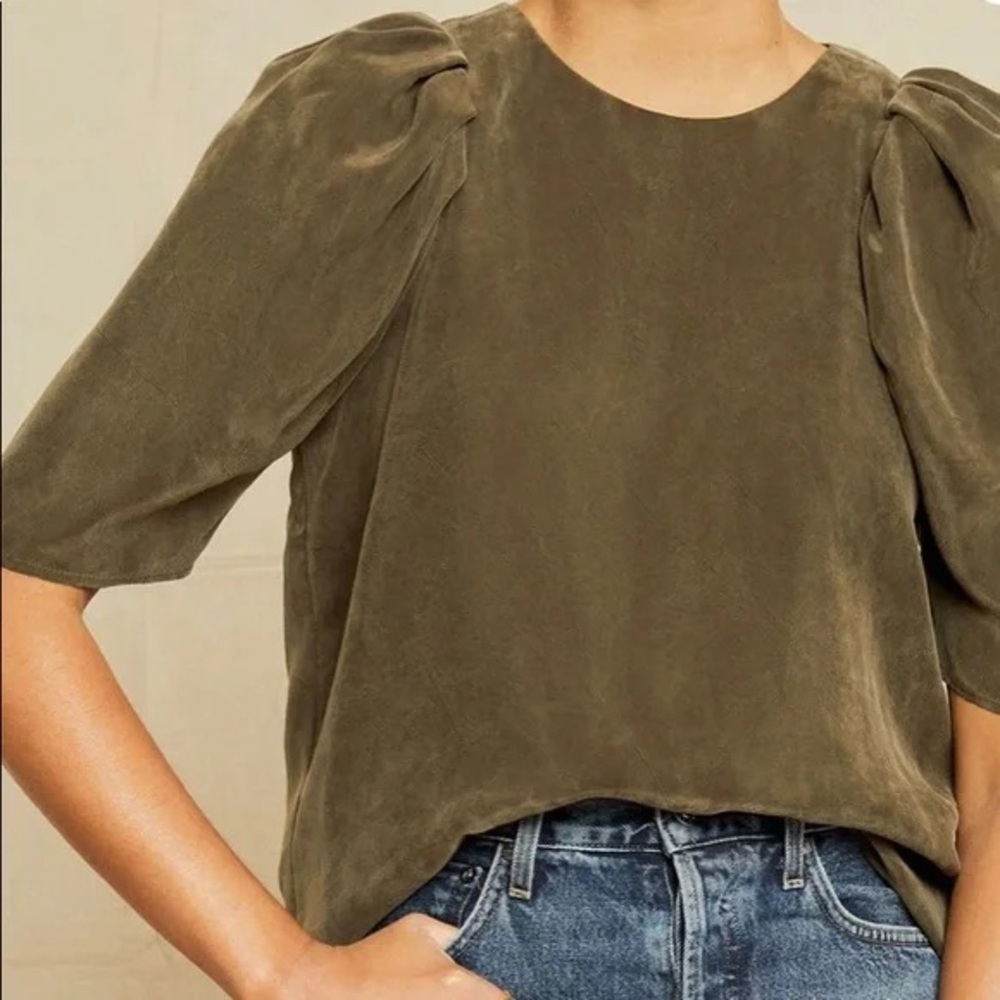 AMOUR VERT NWT Sylvia cottonseed cupro blouse -olive -large